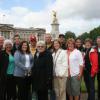 The entire West Berwick Group at London's Buckingham Palace after the changing of the guard.  From left:  Phil Hipsher, Tina Hipsher, Dave Crow, Angela Crow, Grant Williams, Mallory Crow, Stan Kelsey, Donna Kline, Doug McPherson, Christy McPherson, Andrew Williams, Karin Kelsey, Emily Williams, Eileen White, Jim White, and Kevin Williams.  The trip was from July 6 - 17, 2011 and included a couple nights in London before taking the train to Edinburgh to start the golfing part of the trip.